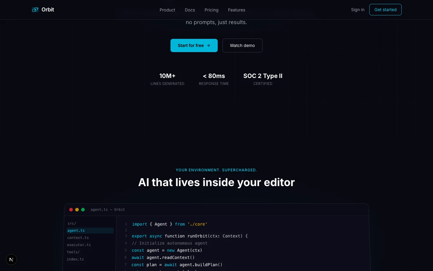 Orbit AI Developer Tool preview 1