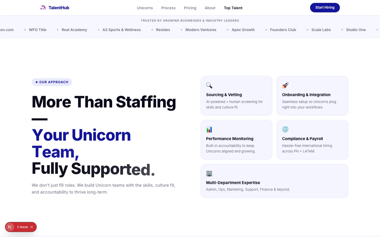 TalentHub — Assistantly-Style Agency Landing preview 1