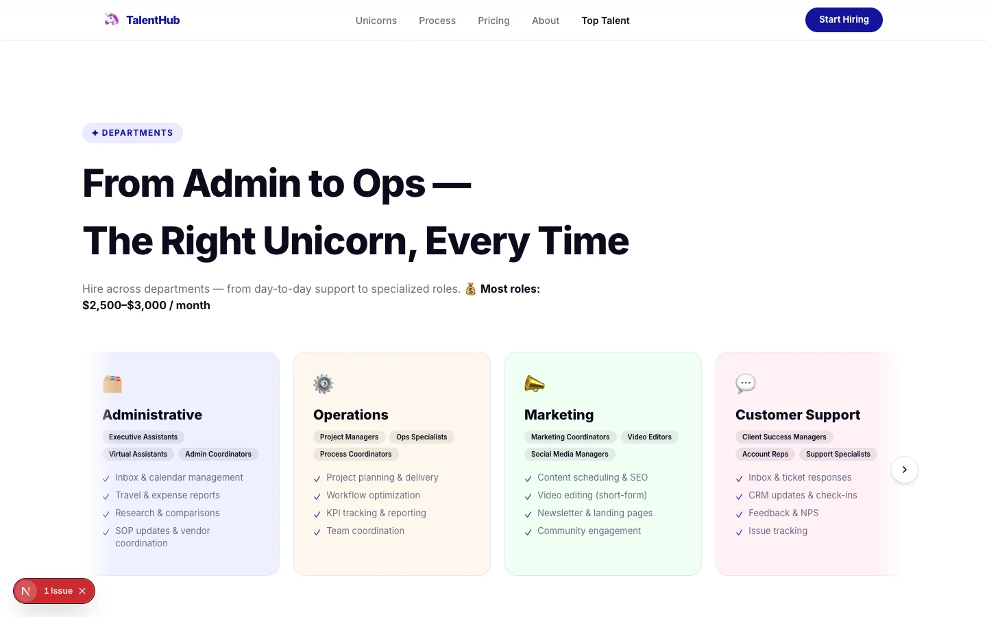TalentHub — Assistantly-Style Agency Landing preview 2