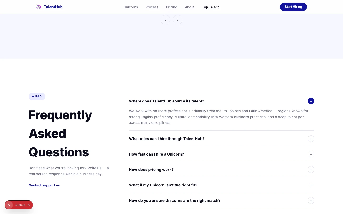 Pricing section preview